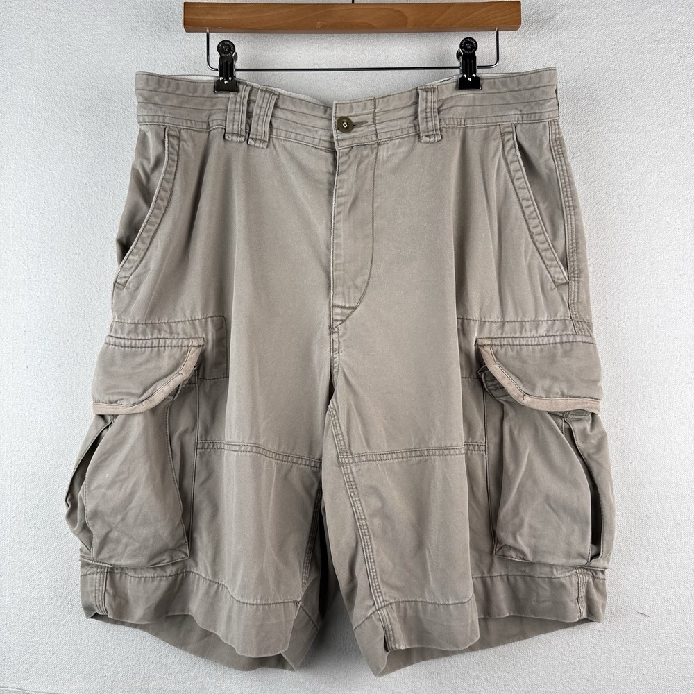 Vtg Polo Ralph Lauren Chino Classic Cargo Shorts Vintage Tan‎ Khaki Men's 34x10